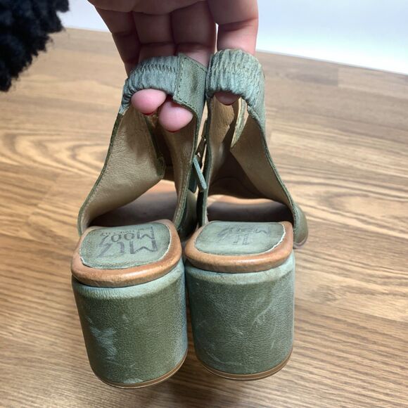 Miz Mooz Leather Heeled Sandals Berkeley Sage Green Womens 40 - Picture 5 of 16